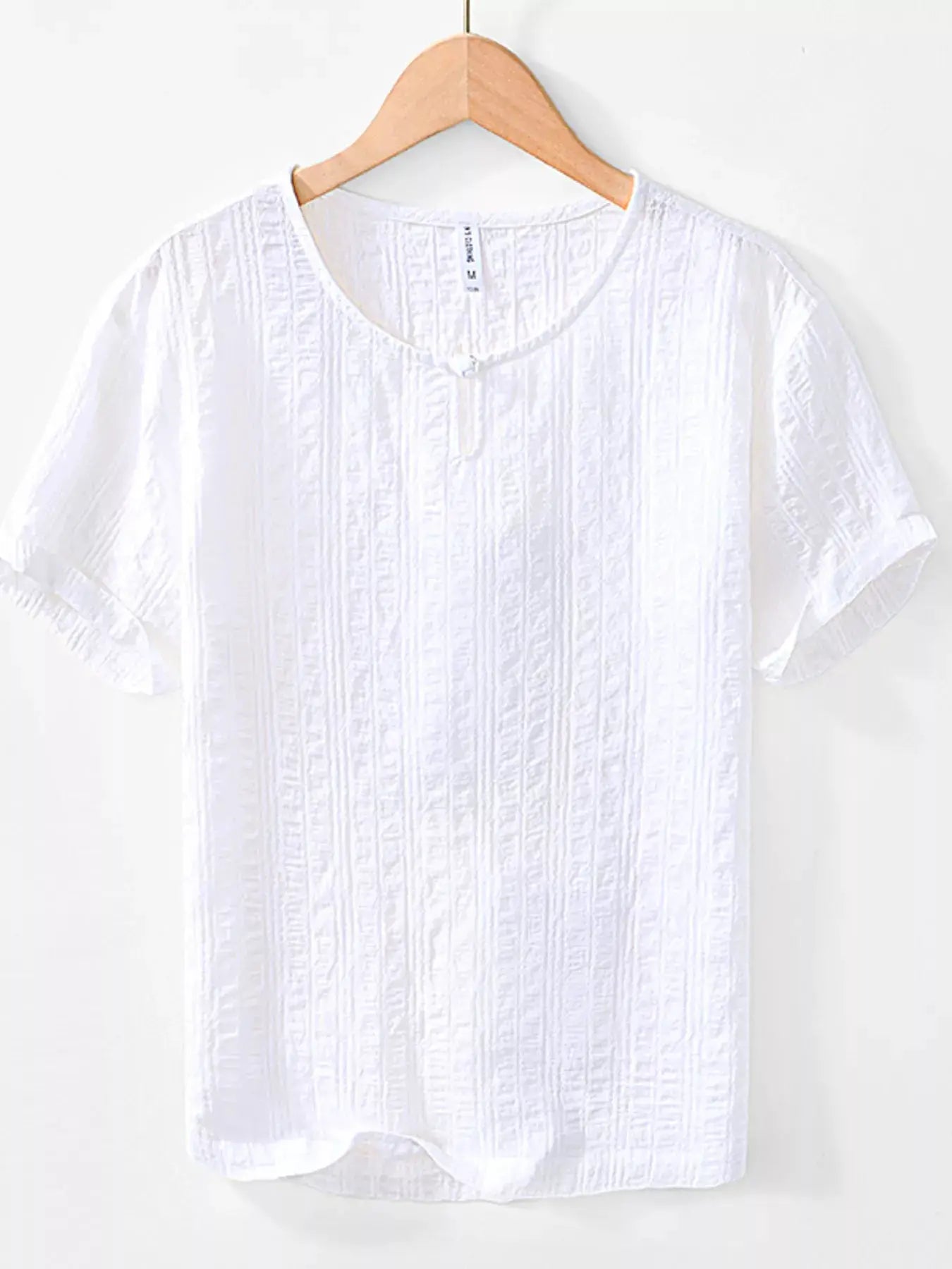 Men's Plus Size Textured Short Sleeve Blouse by Trendsi