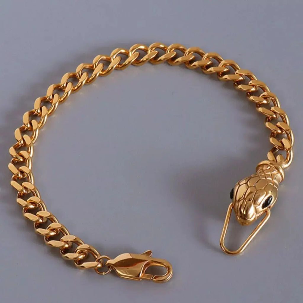Titanium Steel Zircon Snake Bracelet by Trendsi