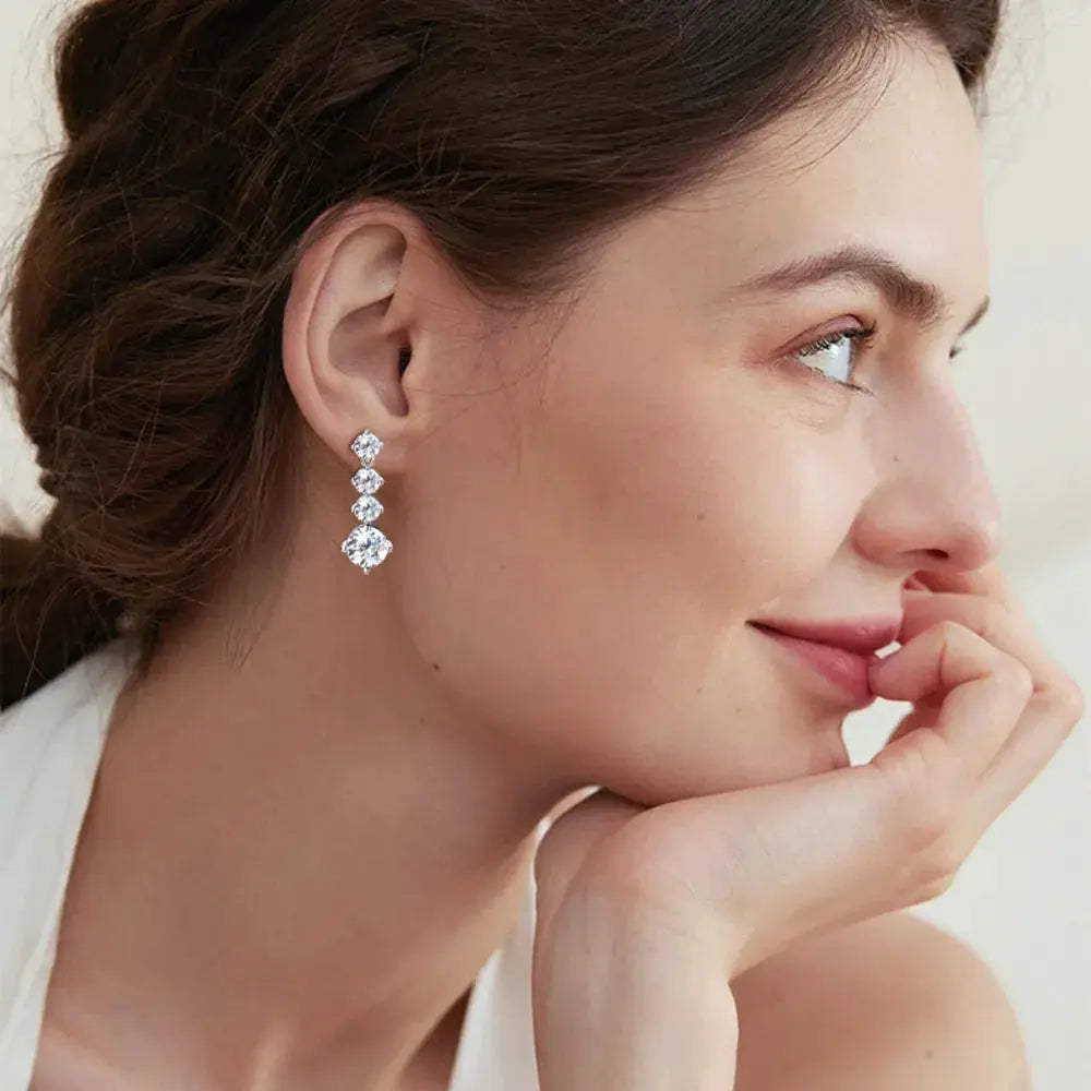 4 Carat Moissanite 925 Sterling Silver Earrings by Trendsi