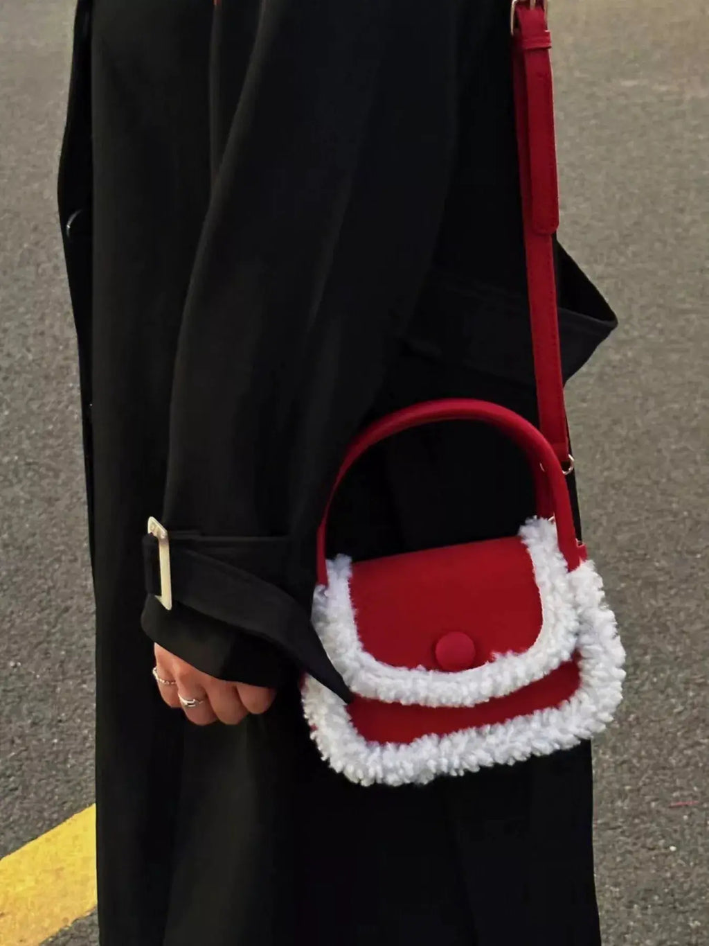 Fluffy Trim Mini Crossbody Bag by Trendsi