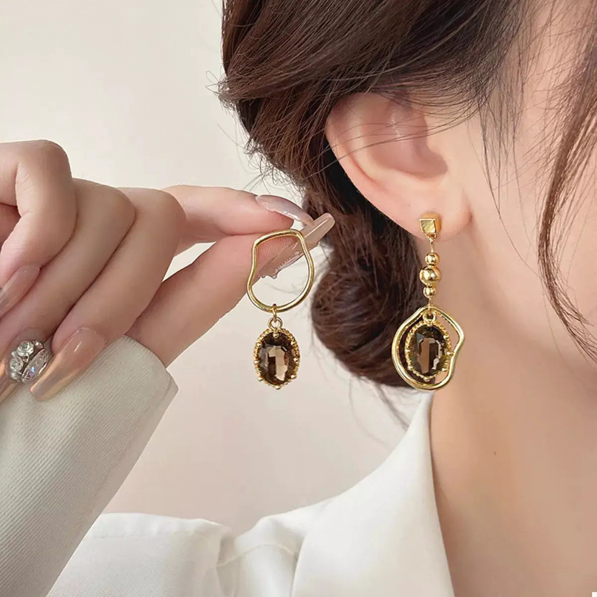 Asymmetrical Geometric Dangle Earrings by Trendsi