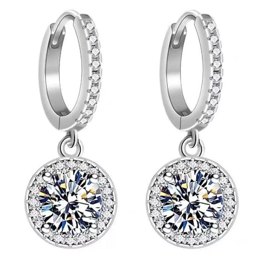 1 Carat 925 Sterling Silver Moissanite Hoop Drop Earrings by Trendsi