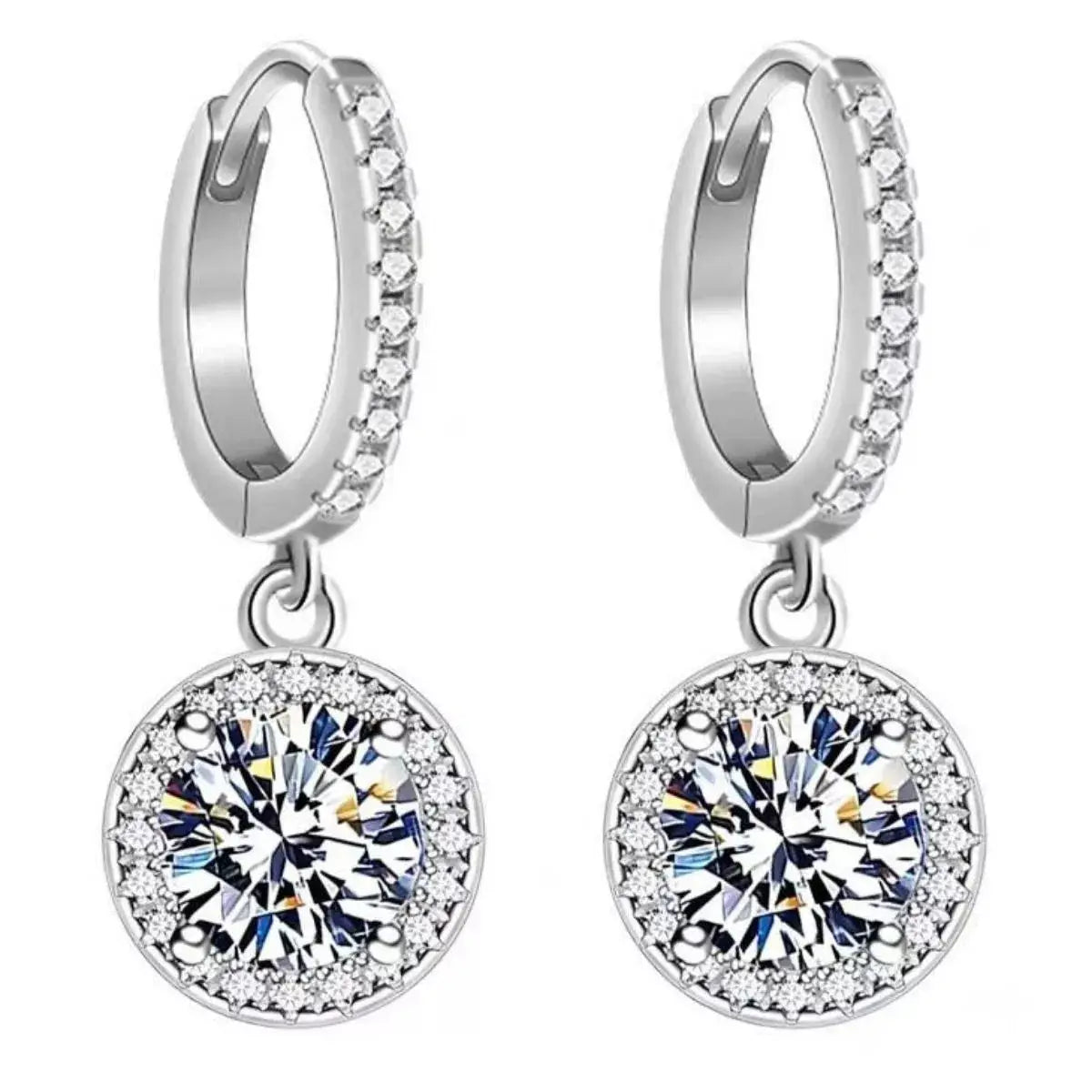 1 Carat 925 Sterling Silver Moissanite Hoop Drop Earrings by Trendsi