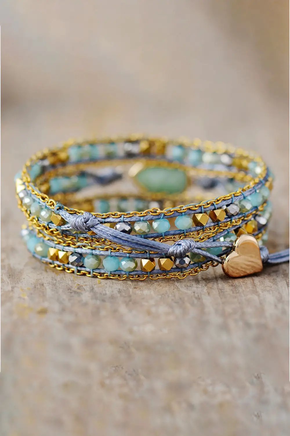 Handmade Teardrop Shape Triple Layer Beaded Bracelet by Trendsi