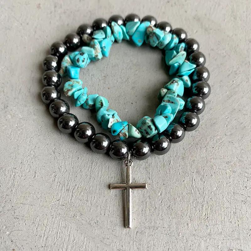 Turquoise Alloy Bracelet by Trendsi