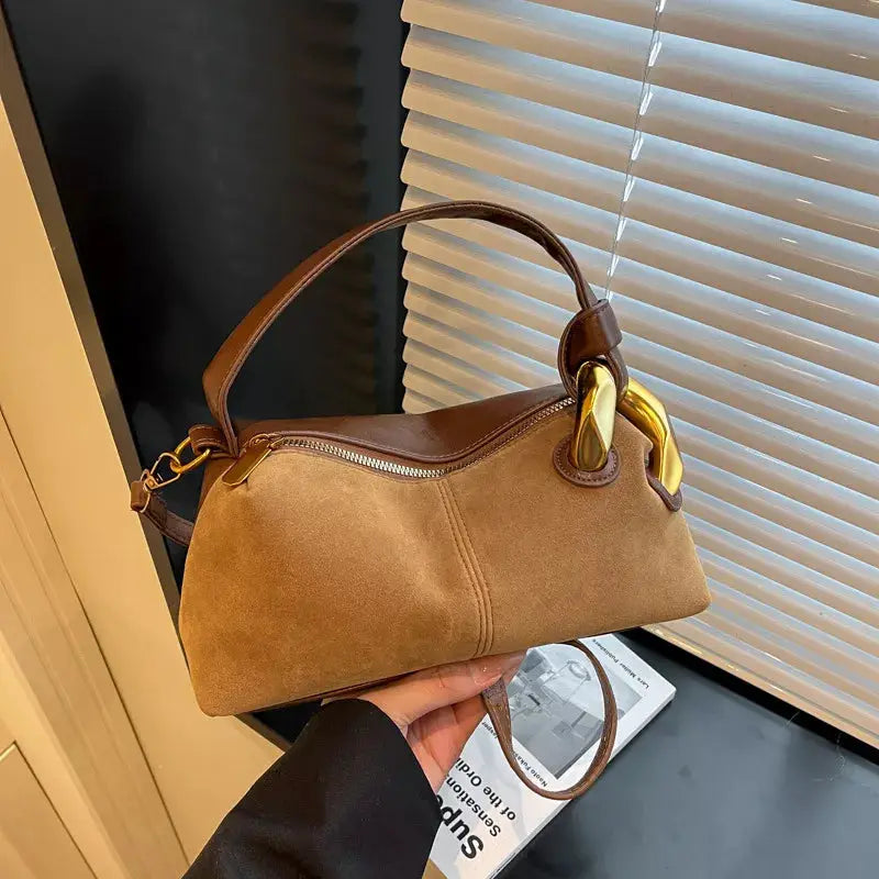 Suede Crossbody Bag with Gold Hardware by Trendsi