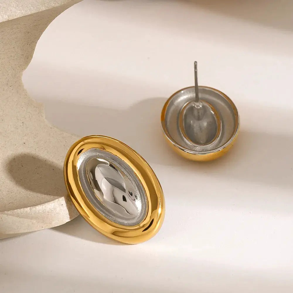 18K Gold-Plated Stainless Steel Stud Earring by Trendsi