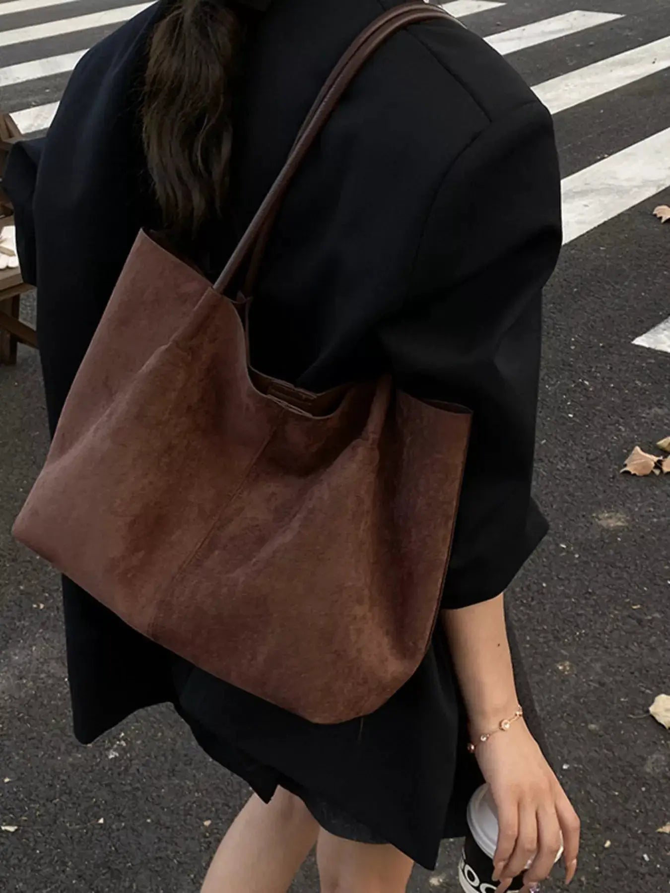 Solid Color Tote Bag by Trendsi
