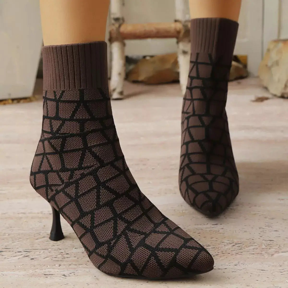 Point Toe Flared Heel Boots by Trendsi
