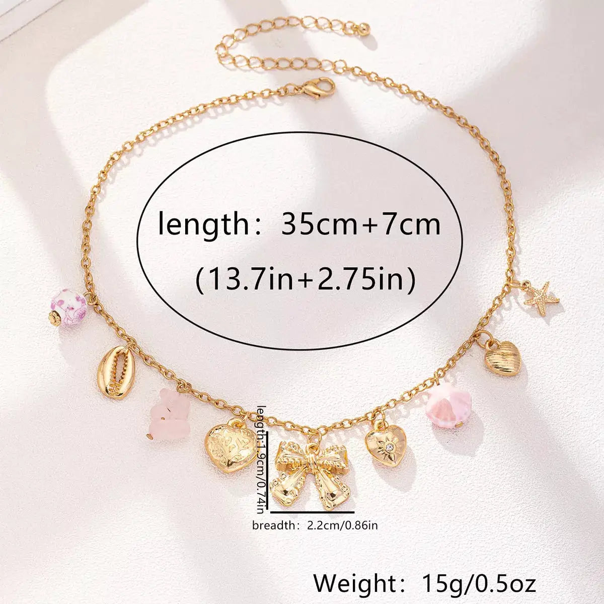 Heart and Butterfly Bow Ocean Multi-Pendant Necklace by Trendsi