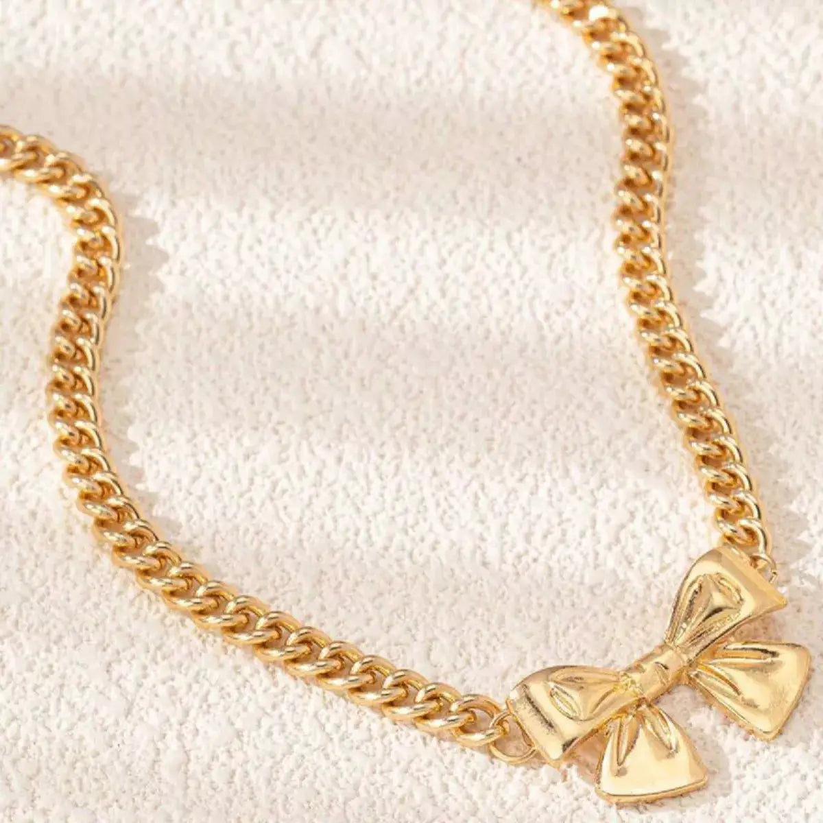 18K Gold-Plated Bowknot Chain Necklace by Trendsi