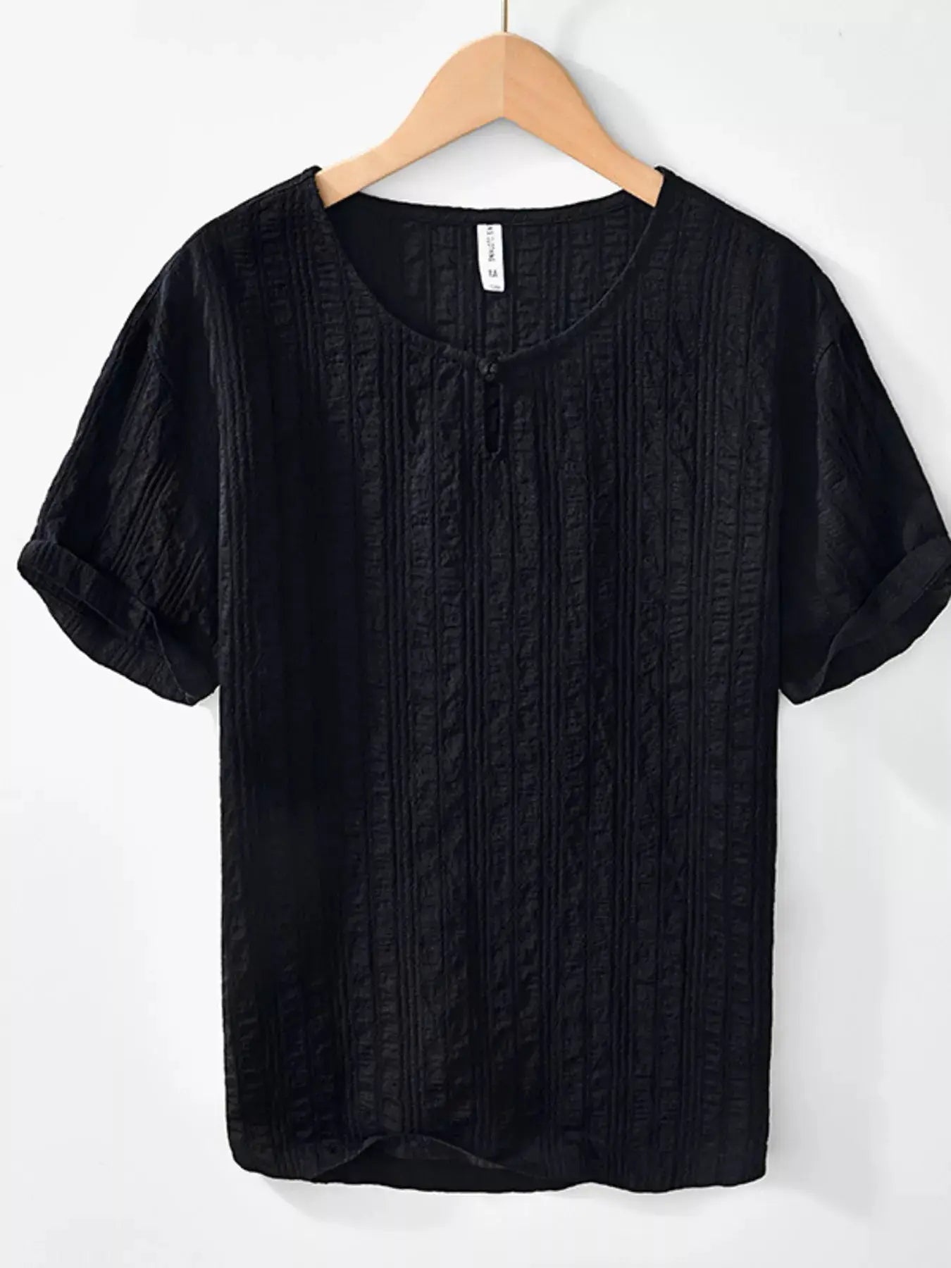 Men's Plus Size Textured Short Sleeve Blouse by Trendsi