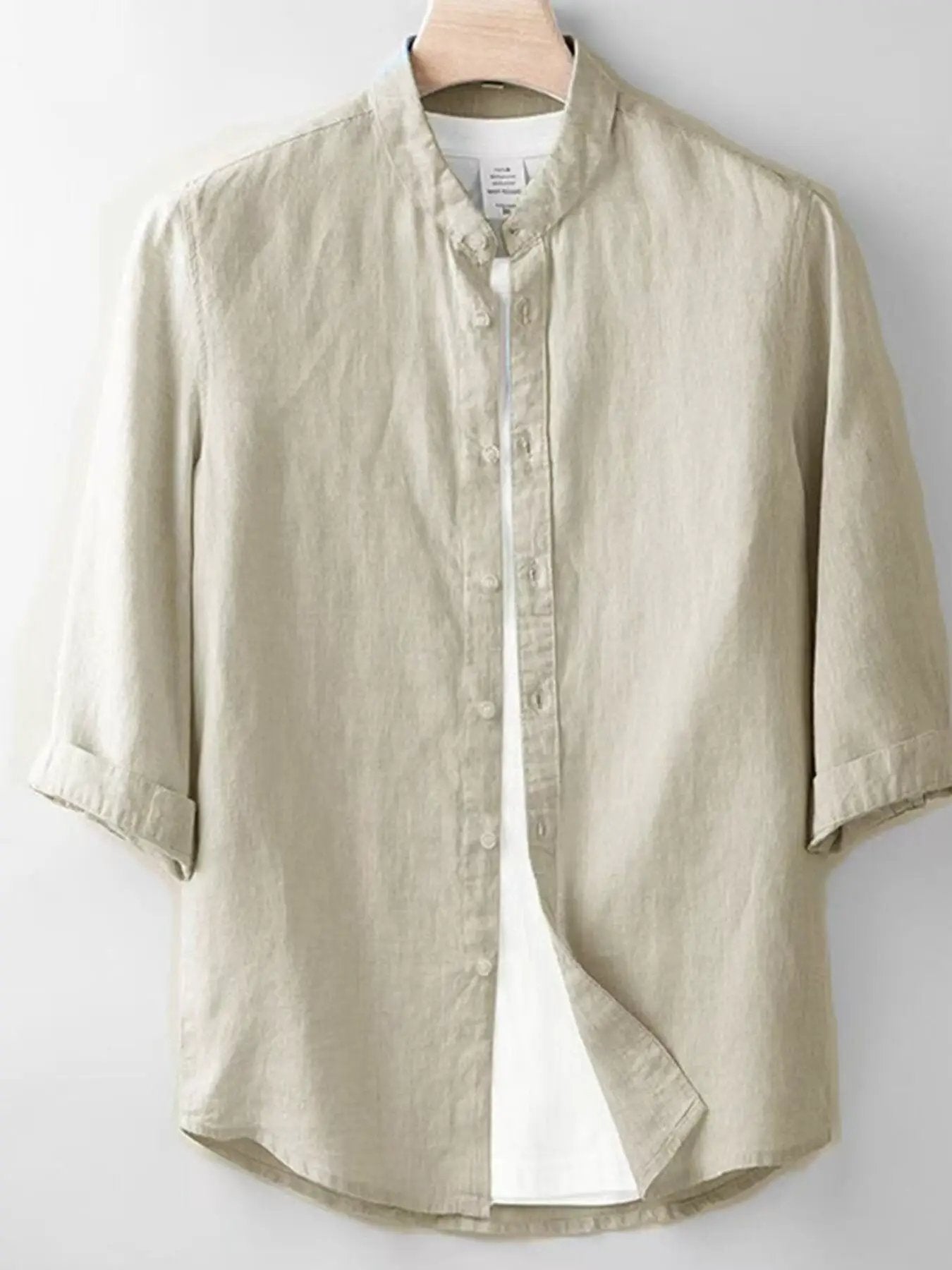 Men's Plus Size Button Up 3/4 Sleeve Shirt by Trendsi