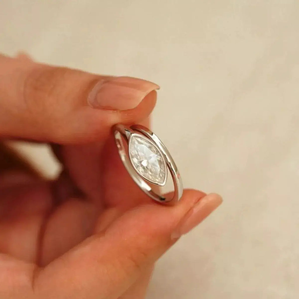 2 Carat 925 Sterling Silver Moissanite Marquise Cut Bypass Ring by Trendsi