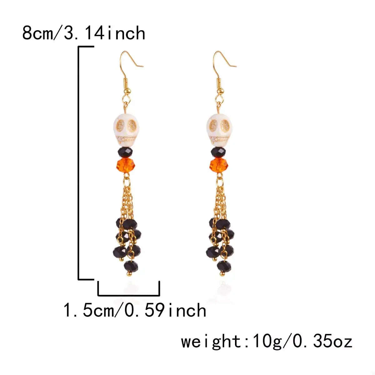 Halloween Skull Beaded Drop Earrings by Trendsi