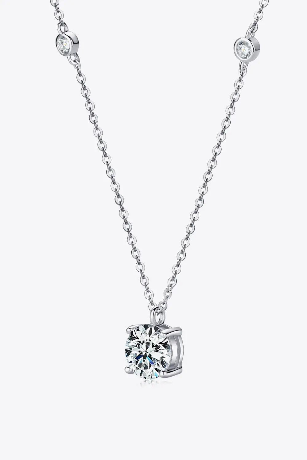 2 Carat Moissanite 4-Prong 925 Sterling Silver Necklace by Trendsi