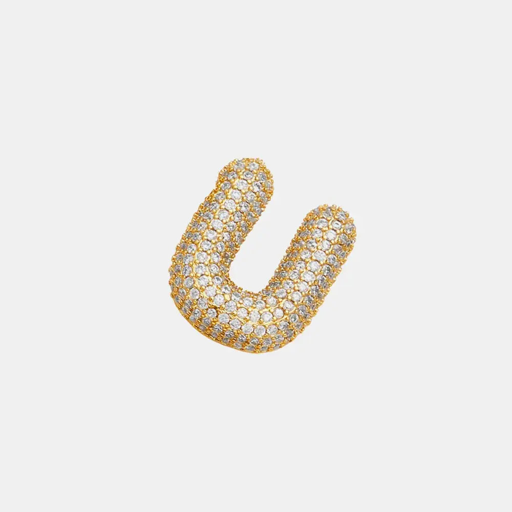 Inlaid Zircon Bubble Initial Necklace by Trendsi