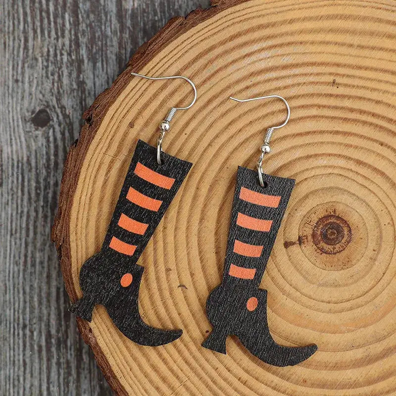 Alloy Wooden Boots Earrings by Trendsi