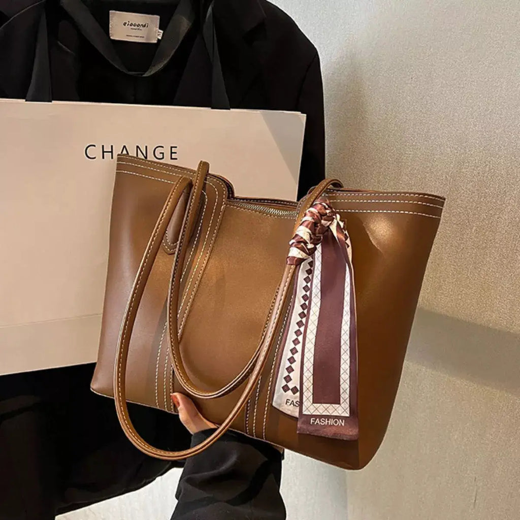 PU Leather Tote Bag by Trendsi