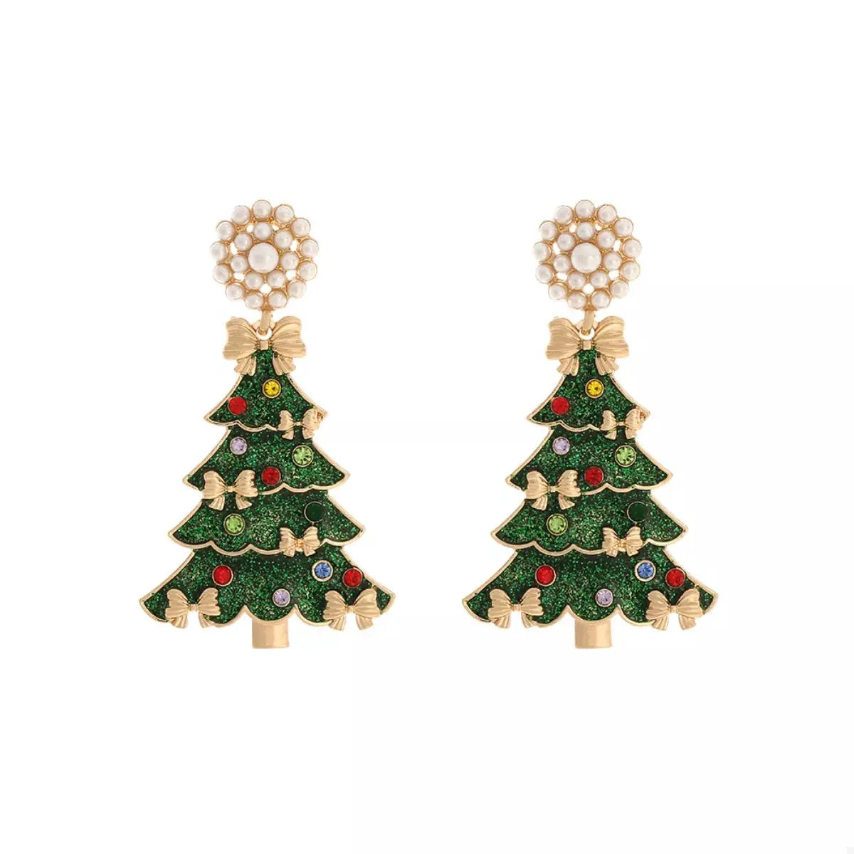 Christmas Tree Bow Earrings by Trendsi