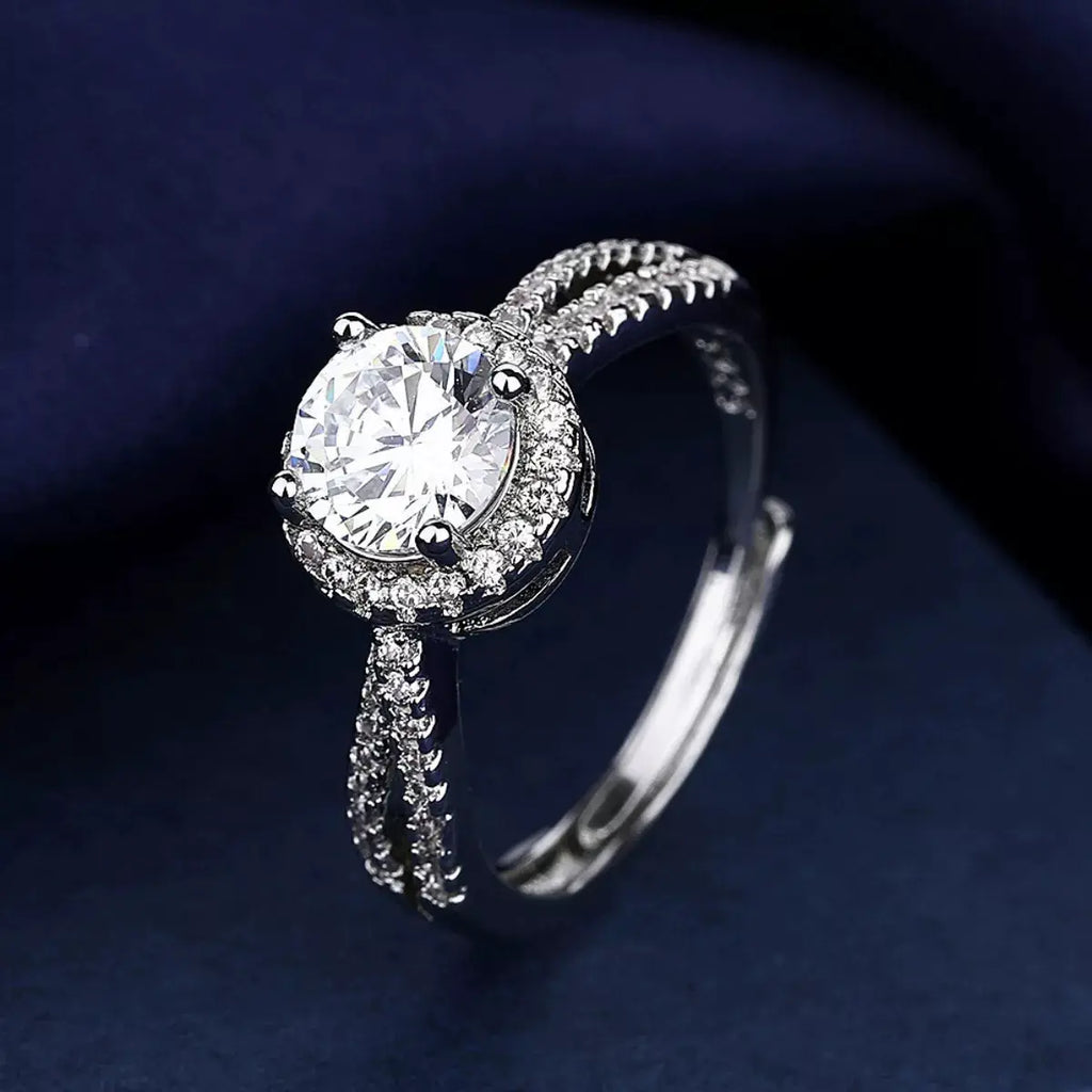 1 Carat 925 Sterling Silver Moissanite Ring by Trendsi