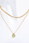 Copper 14K Gold-Plated Round Shape Aventurine Pendant Necklace by Trendsi