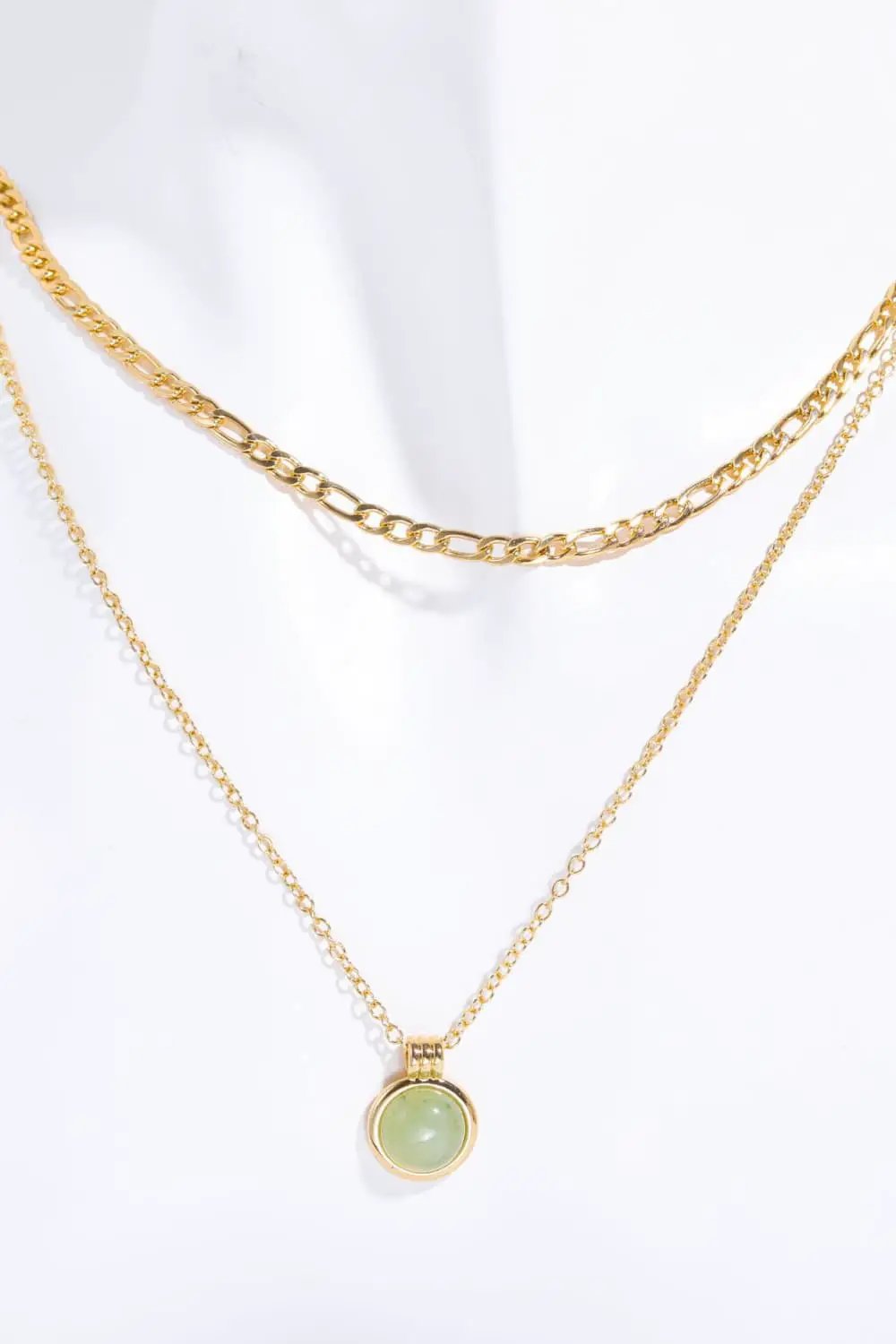 Copper 14K Gold-Plated Round Shape Aventurine Pendant Necklace by Trendsi