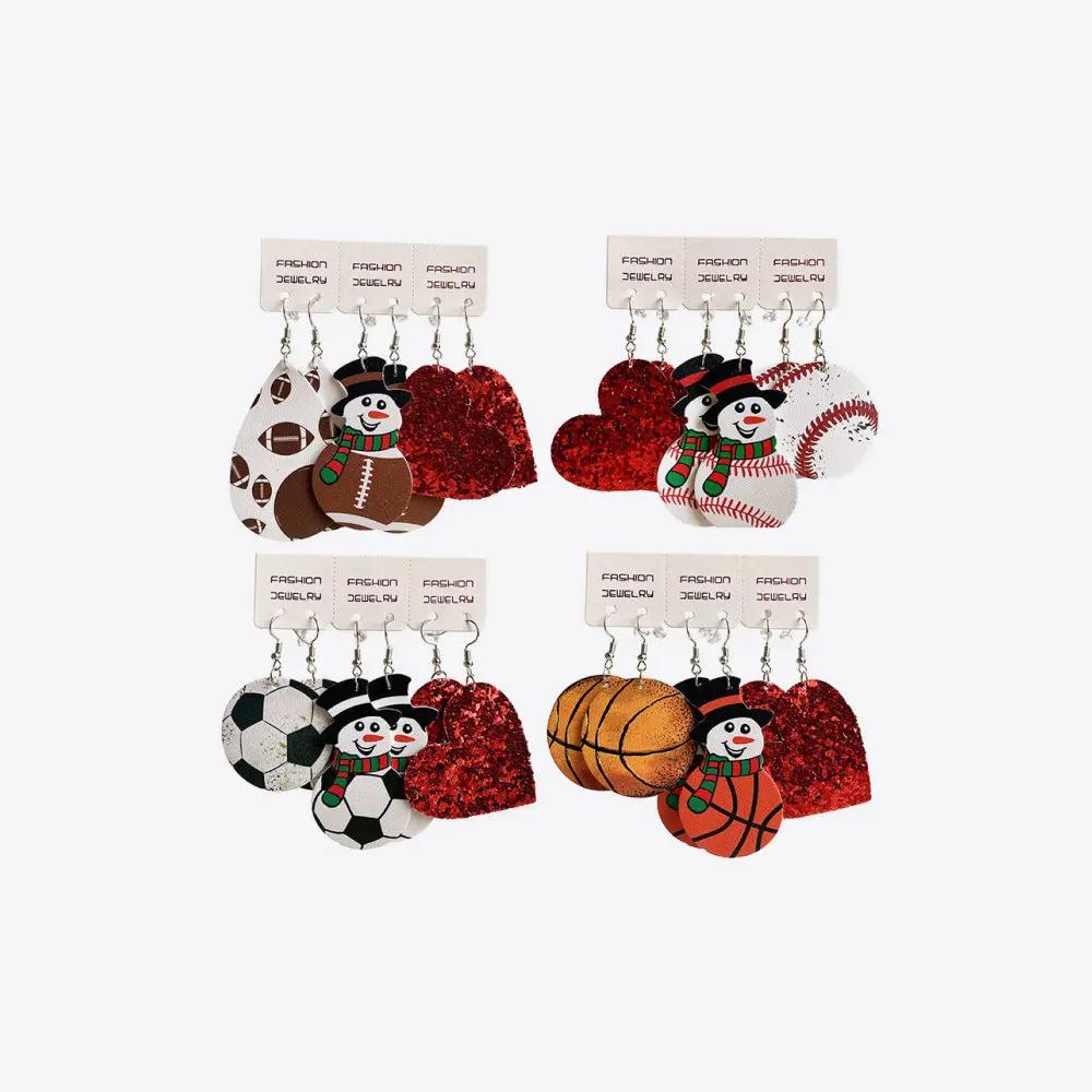 Snowman, Ball, and Heart Earrings Set by Trendsi