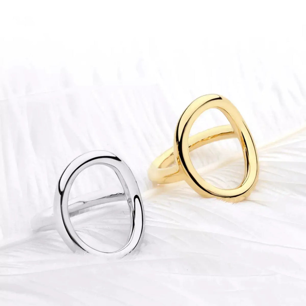 18K Gold-Plated Copper Round Ring by Trendsi