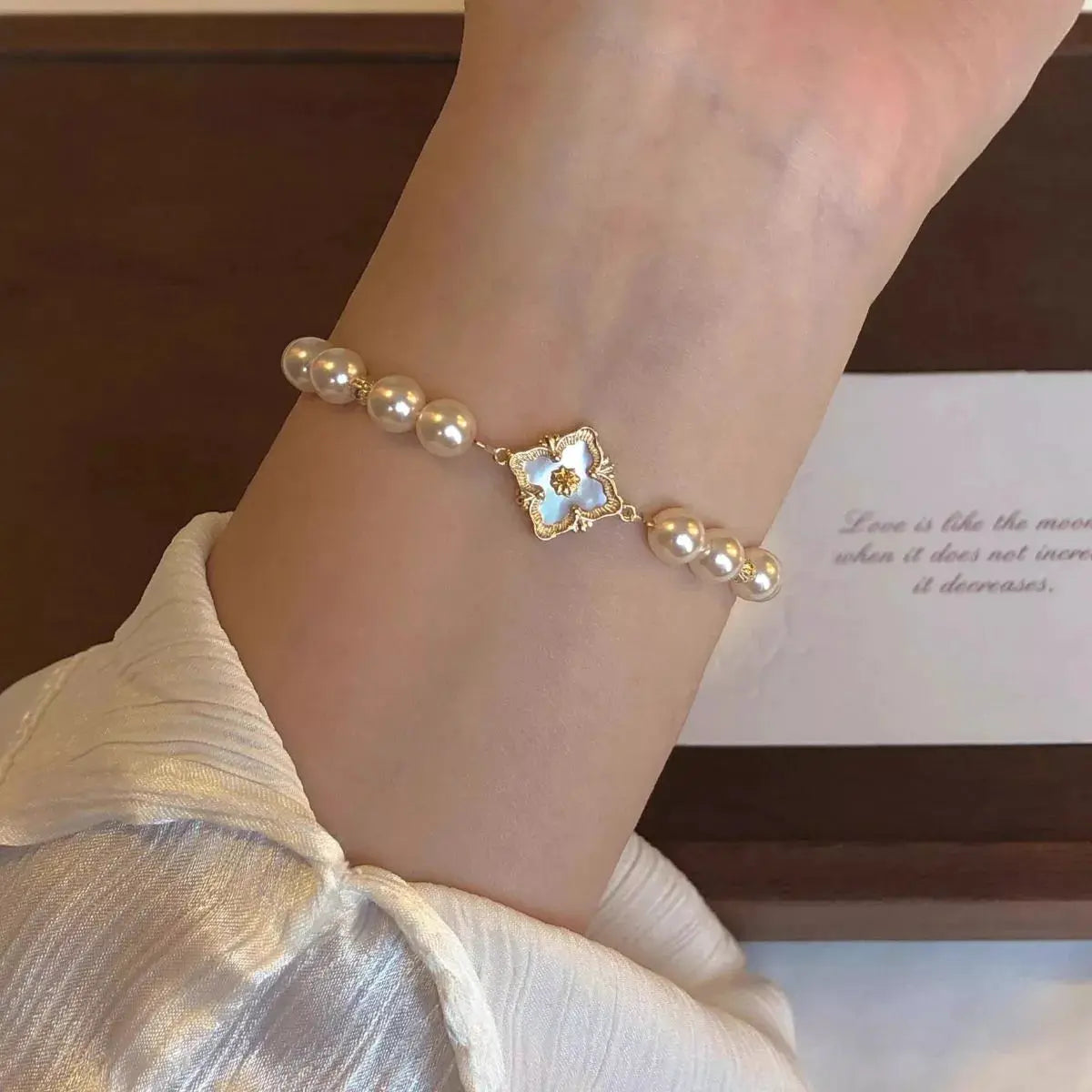18K Gold-Plated Pearl Bracelet by Trendsi