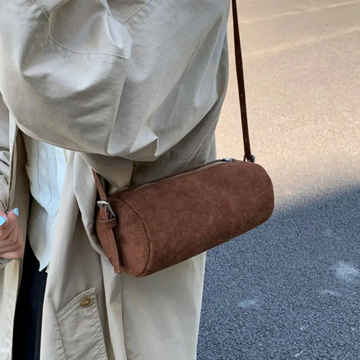 Retro Cylinder Shoulder Bag by Trendsi
