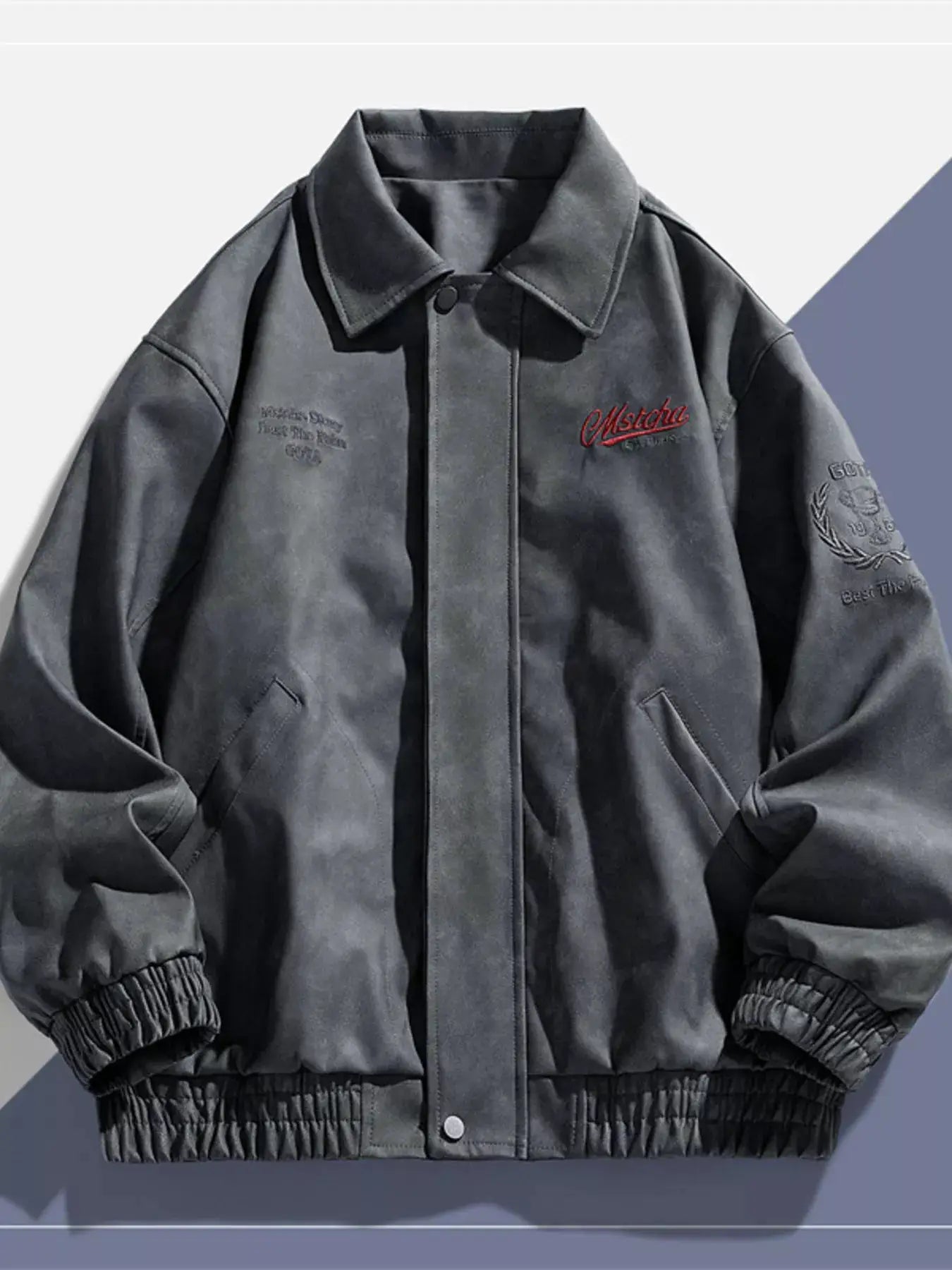 Men's Plus Size Embroidered Elastic Waist Casual Jacket by Trendsi