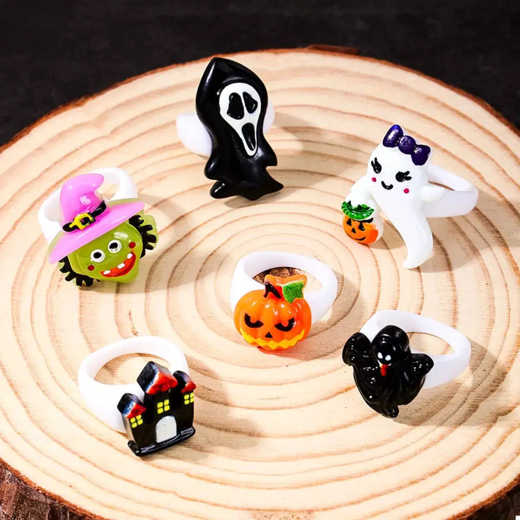 6 Piece Halloween Themed Rings by Trendsi