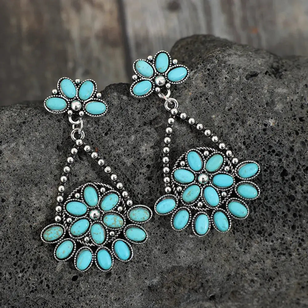 Artificial Turquoise Teardrop Earrings by Trendsi