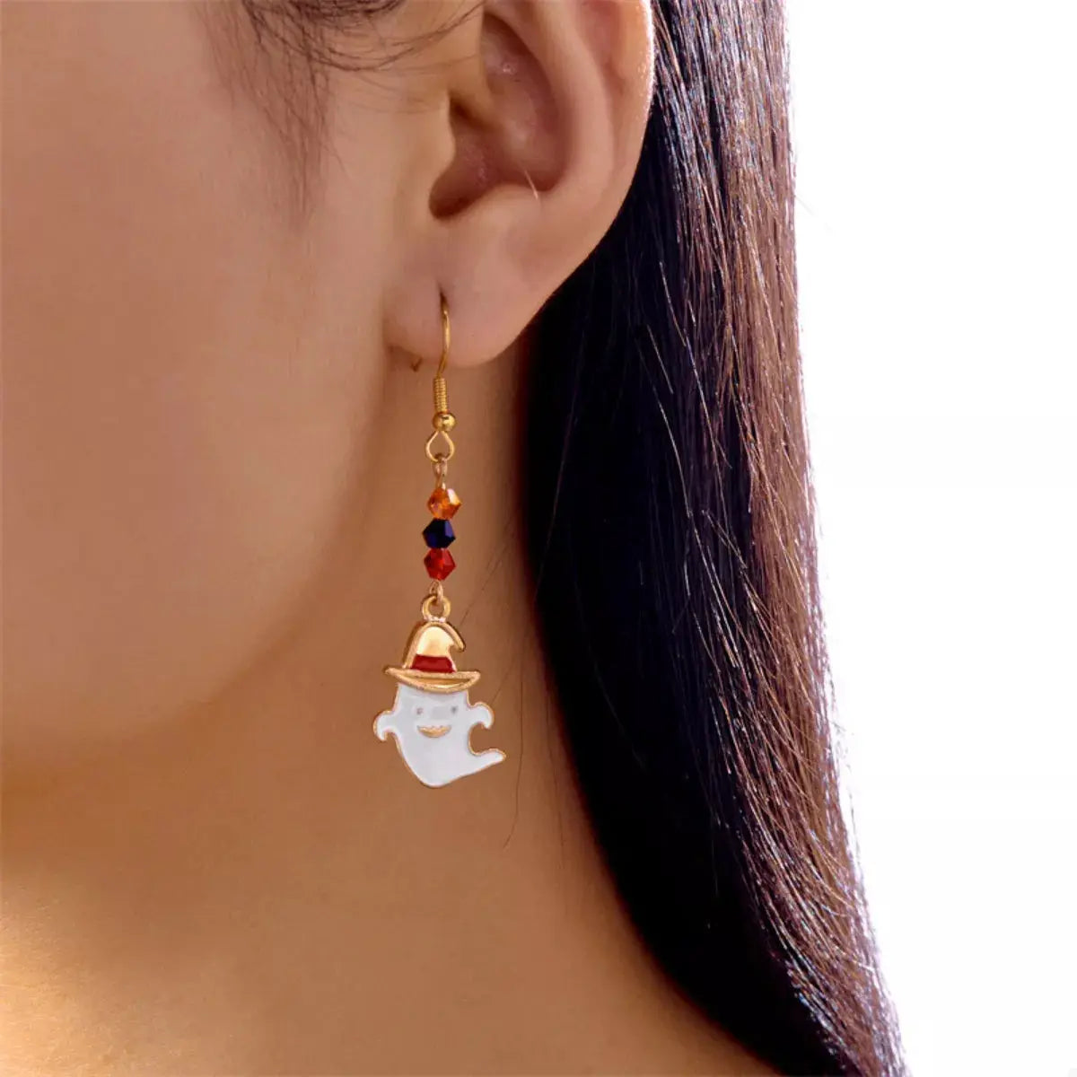Halloween Ghost Pumpkin Drop Earrings by Trendsi