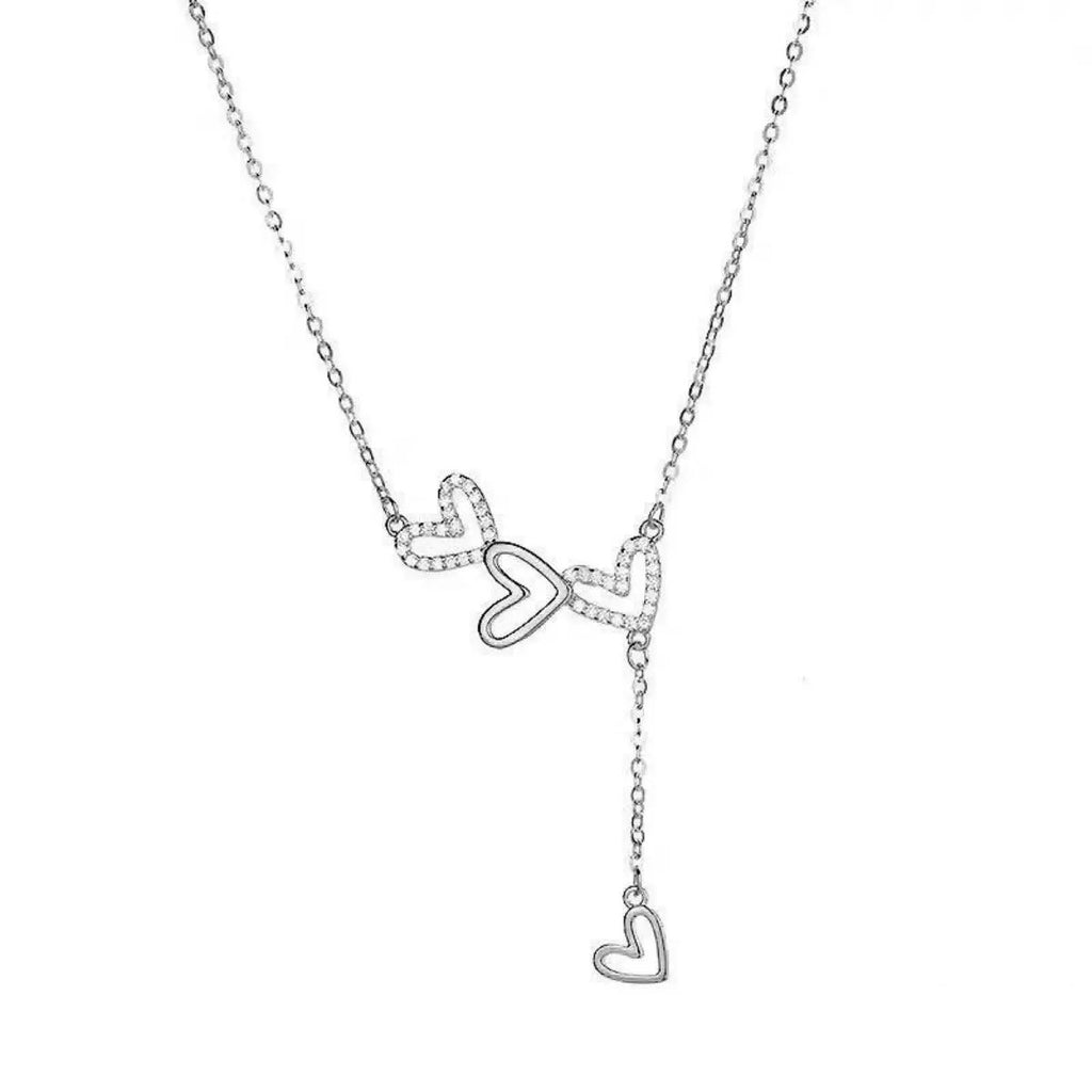 925 Sterling Silver Heart Y-Necklace by Trendsi