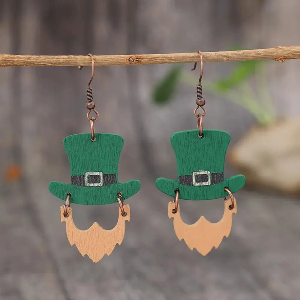 Wooden Hat Shape Dangle Earrings by Trendsi