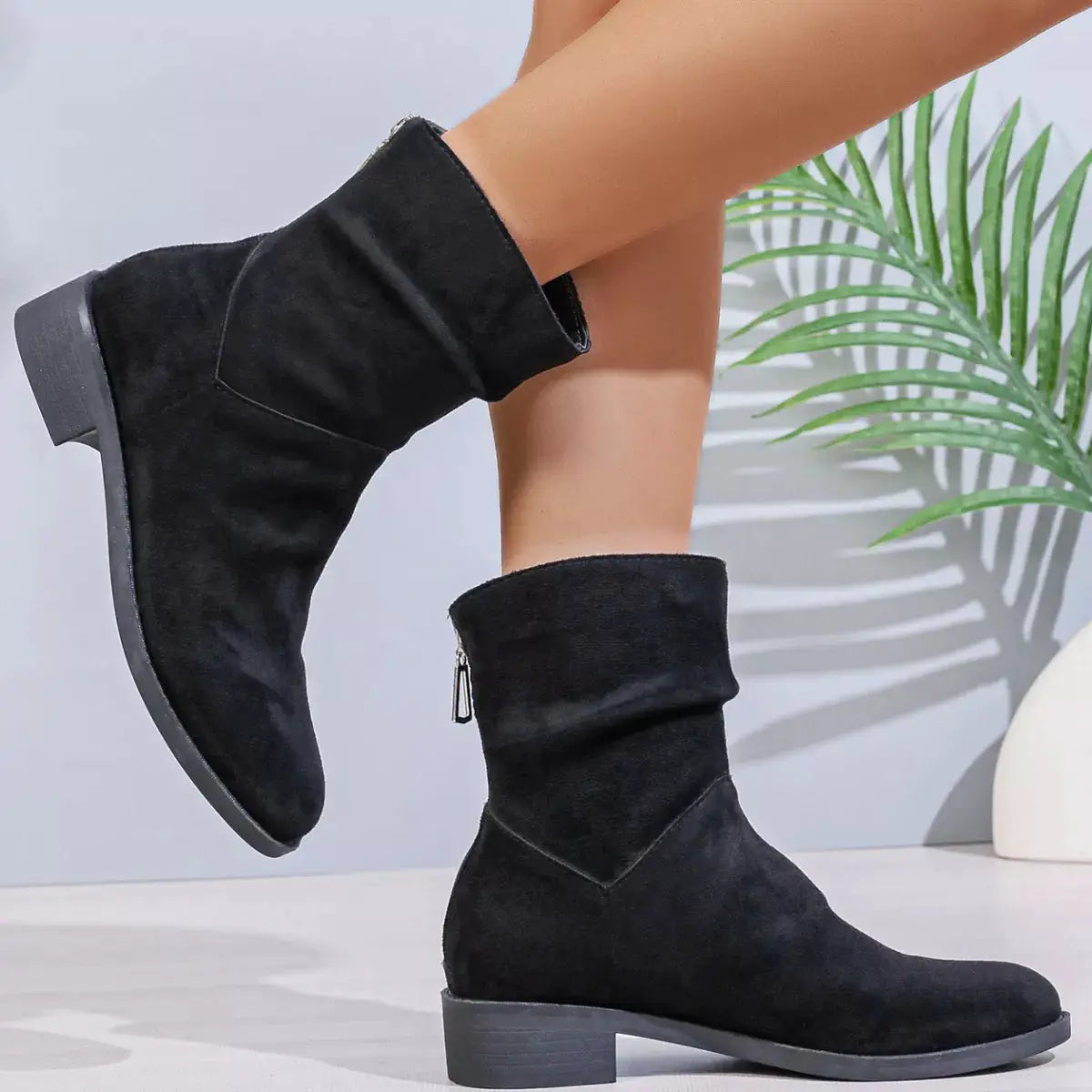 Point Toe Block Heels Boots by Trendsi