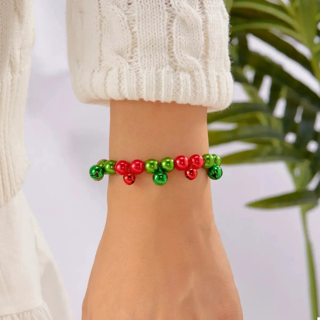 Christmas Holiday Beaded Bell Bracelet by Trendsi