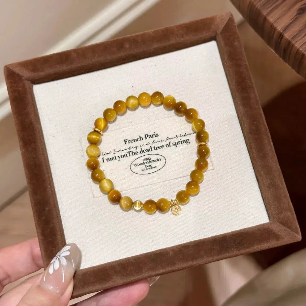 Tiger Eye Beaded Bracelet by Trendsi