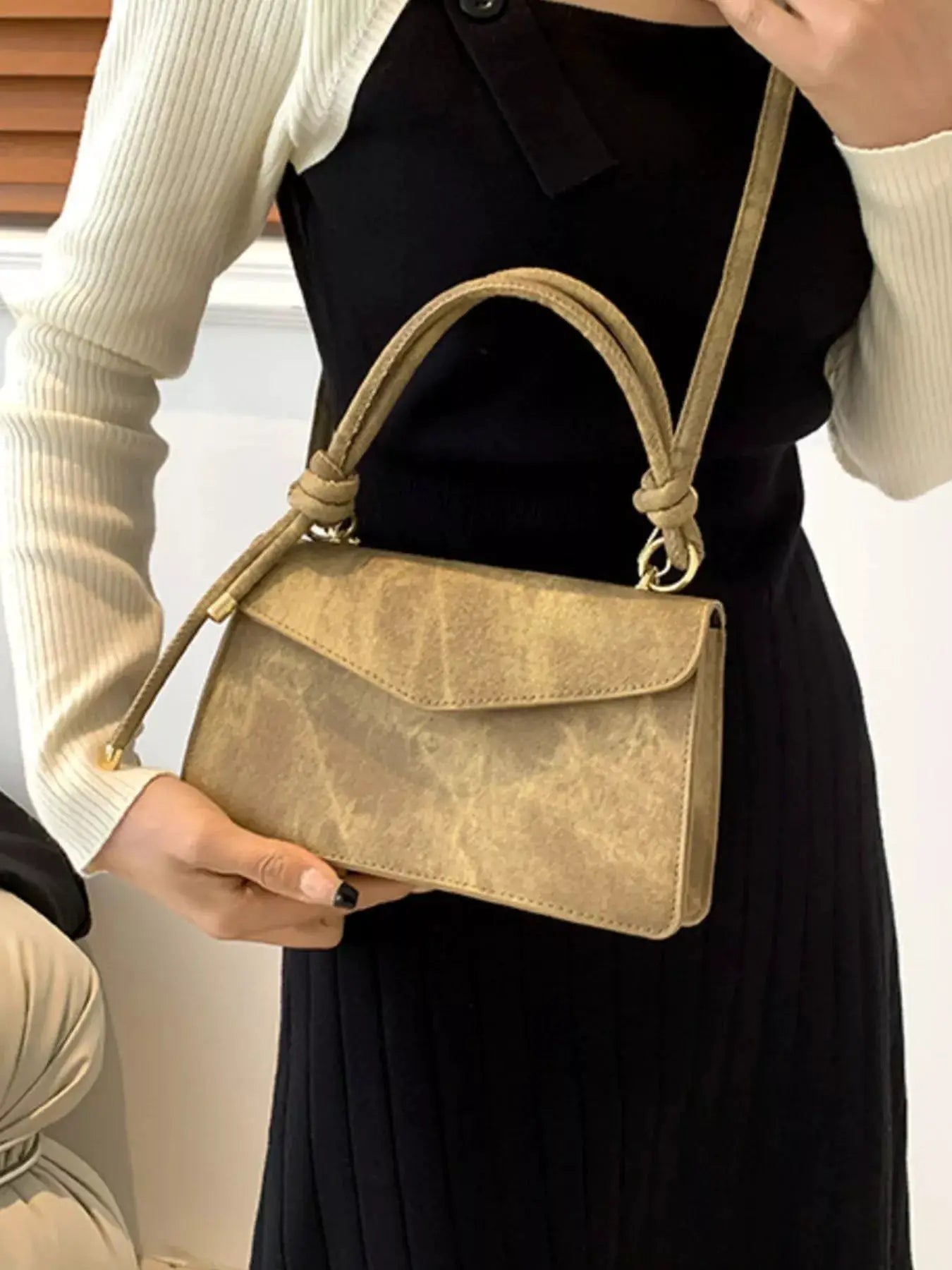 Flap Crossbody Bag with Top Handle by Trendsi