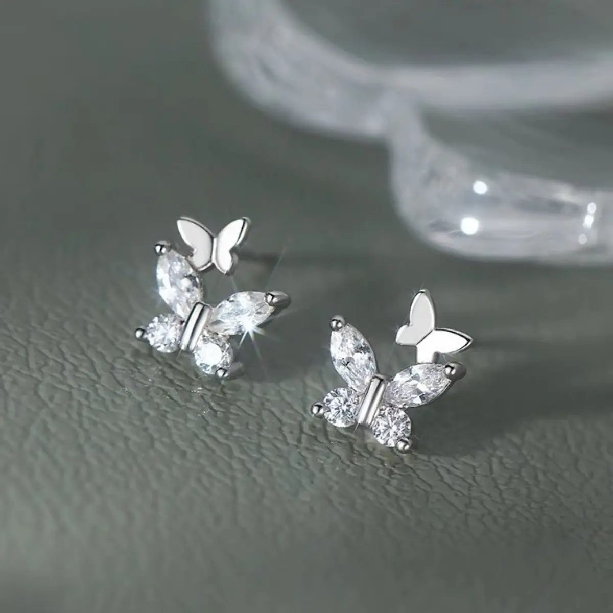 925 Sterling Silver Butterfly Stud Earrings by Trendsi
