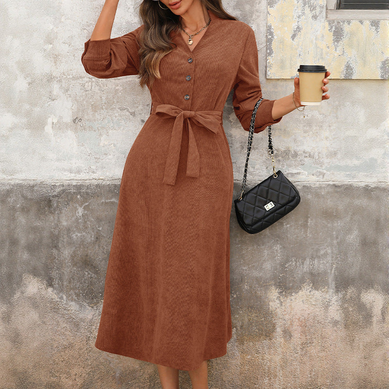V-Neck Office Wear Versatile Dress for Women