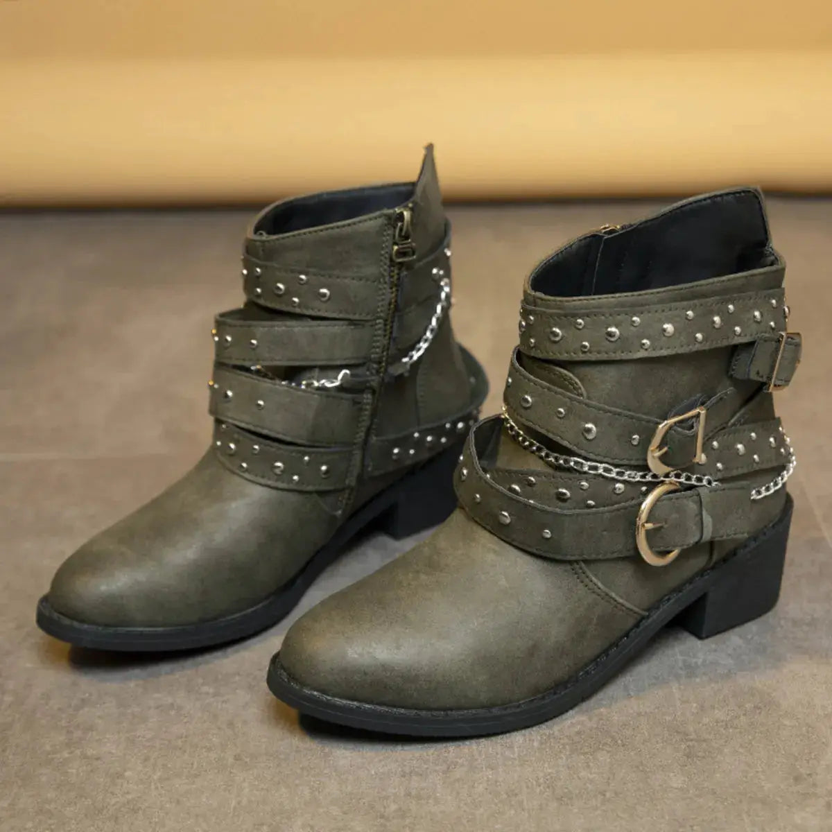 Round Toe Block Heels Boots by Trendsi