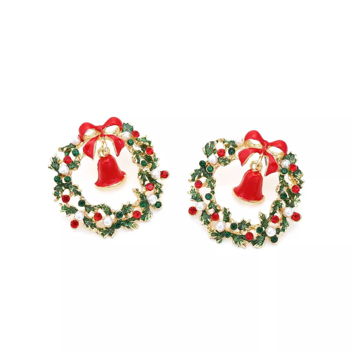 Christmas Wreath Bell Earrings by Trendsi