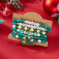 6-Piece Christmas Beaded Bracelet with Pearl Accents by Trendsi