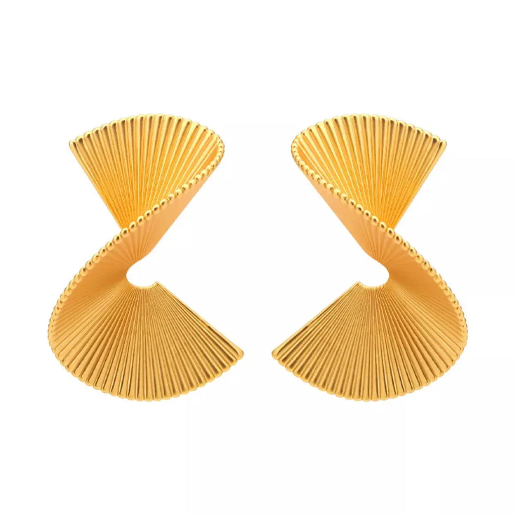 18K Gold-Plated Copper Fan-Shaped Earrings by Trendsi