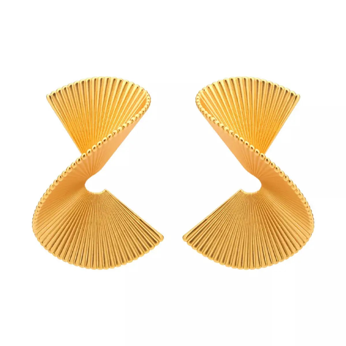 18K Gold-Plated Copper Fan-Shaped Earrings by Trendsi