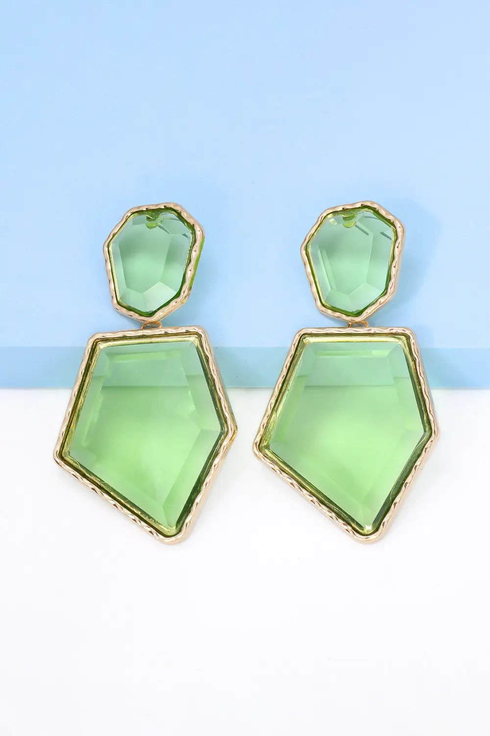 Geometrical Shape Zinc Alloy Frame Resin Dangle Earrings by Trendsi