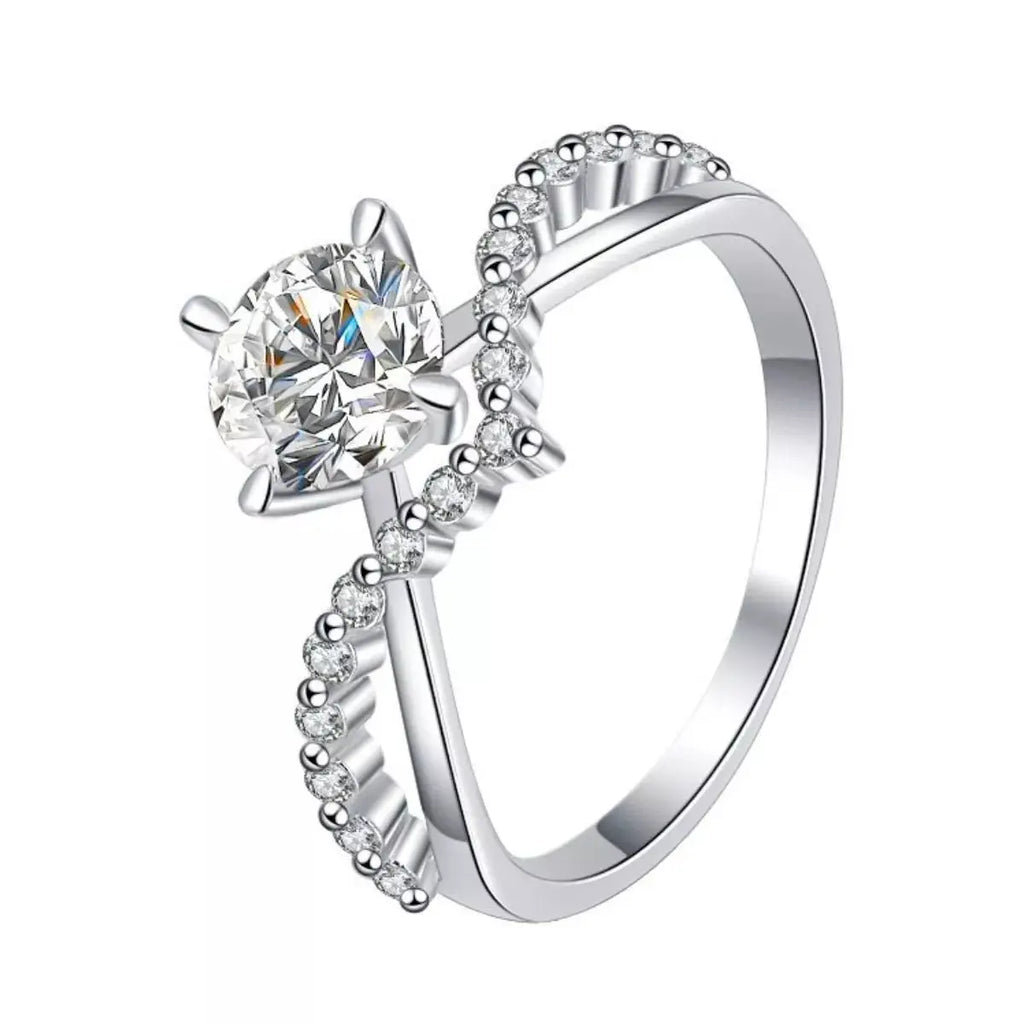 Moissanite 925 Sterling Silver Ring by Trendsi
